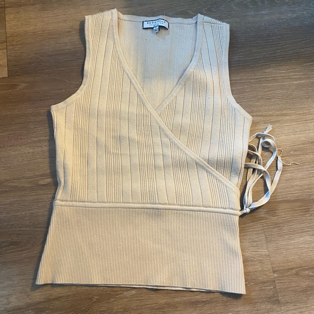 bagatelle Neutral Beige Knit Top with Label